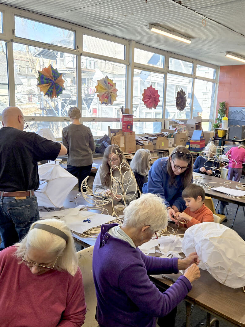 People of all ages creating art at T.W. Wood Museum