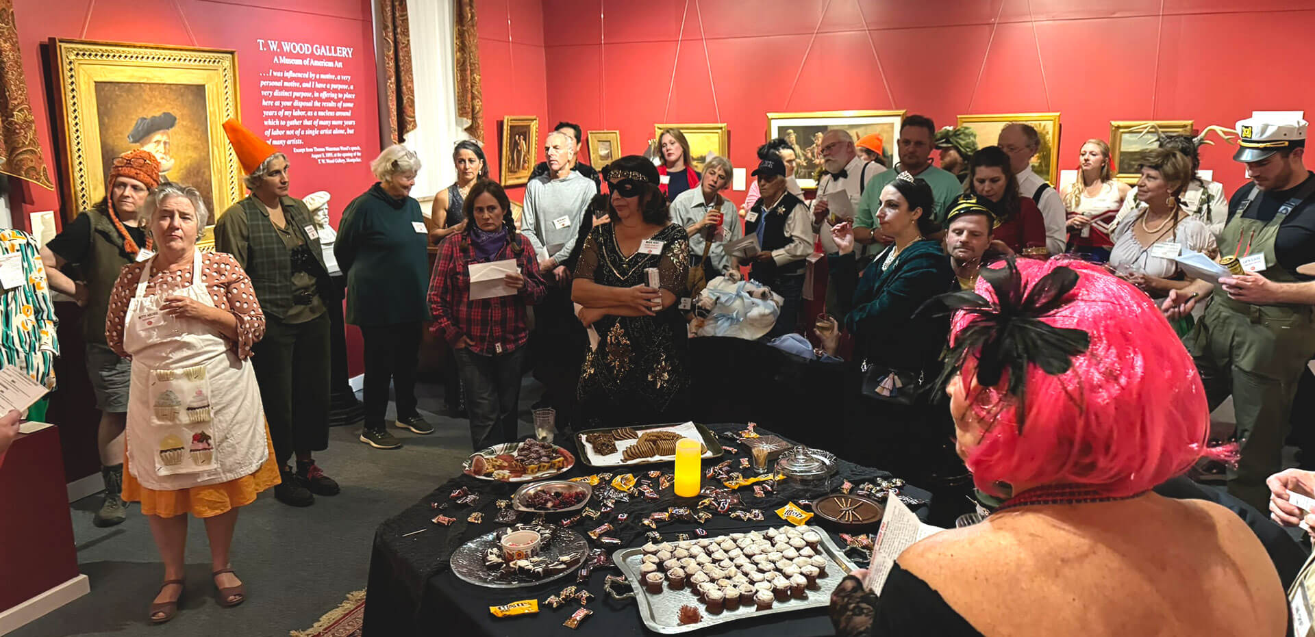 Murder Mystry at the Museum Murder Mystery participants dressed in character costumes at T. W. Wood Museum