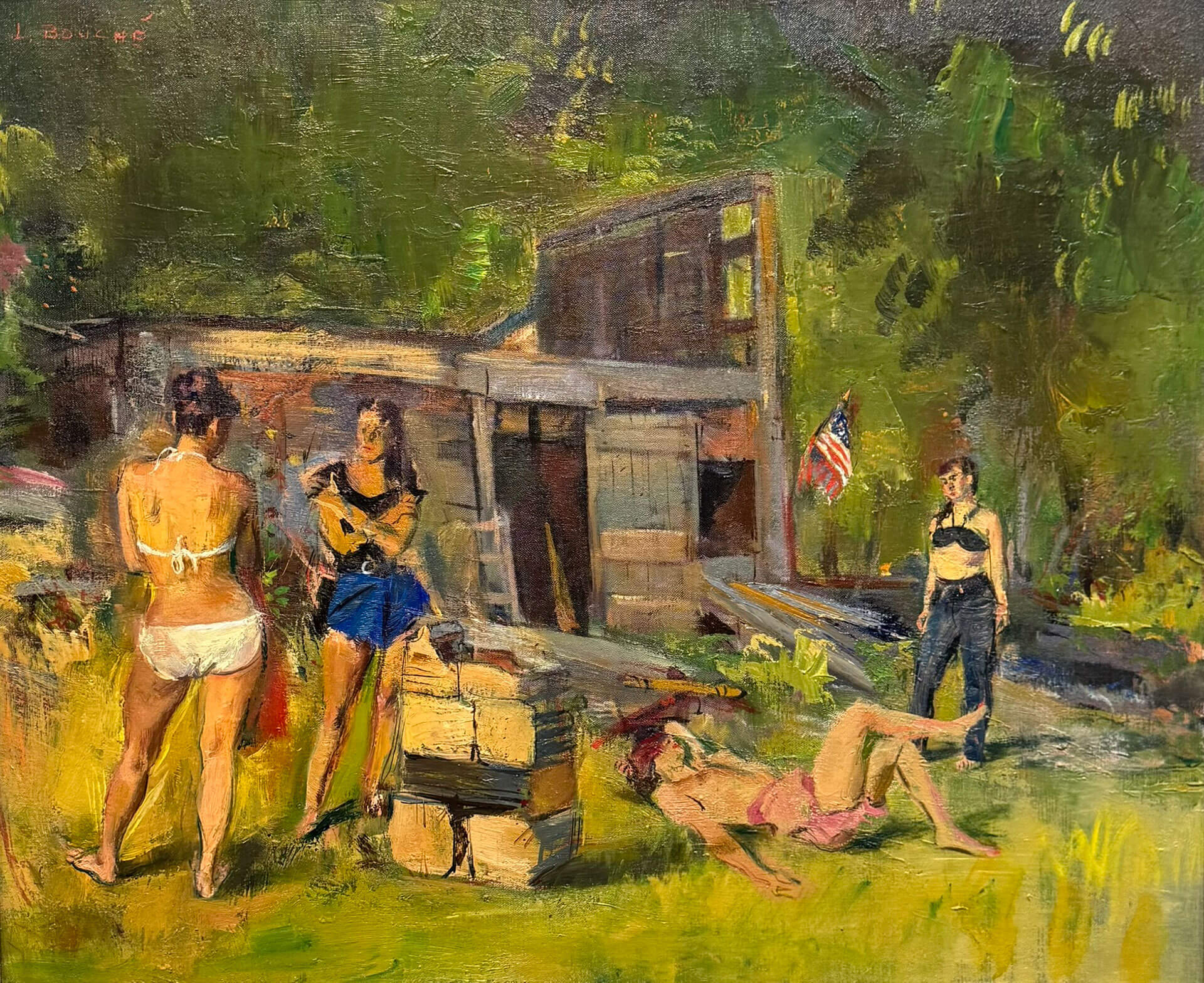 Swimsuits SM T.W Wood portrait hanging on the Gallery wall