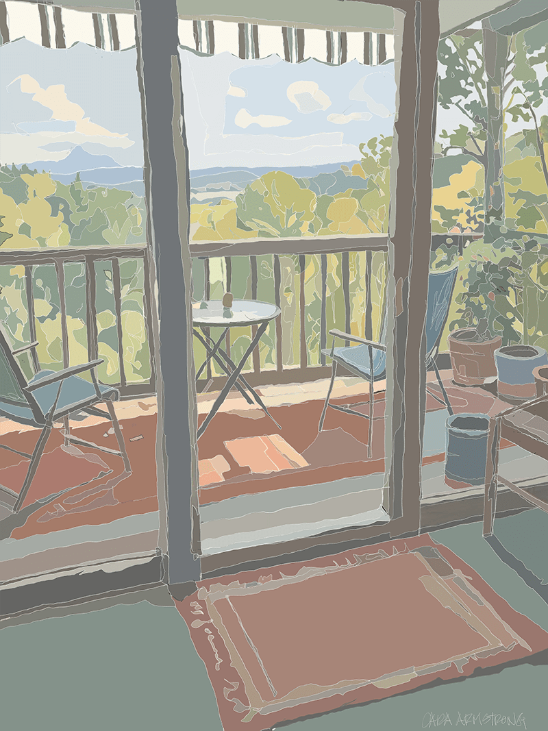 “Summer View of Camel’s Hump” by Cara Armstrong a digital drawing