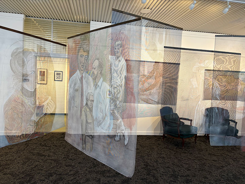 Suspended painted screens by Charlet Davenport