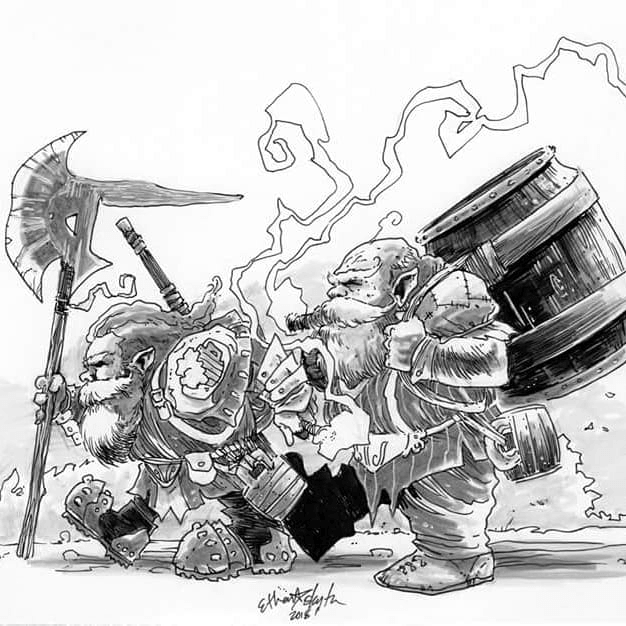 Sketch of two dwarfs