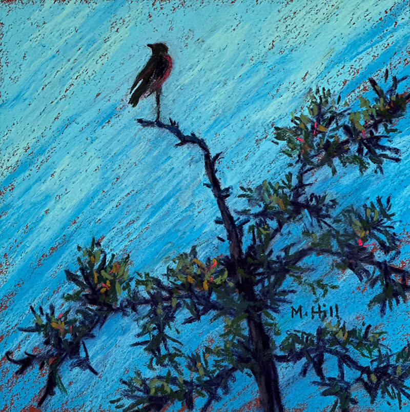 A pastel, “Observation Post” by Marcia Hill